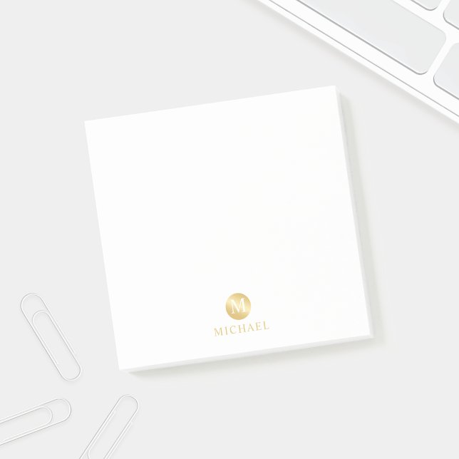 Post-it® Monogramme personnalisé de luxe blanc et or (Créateur téléchargé)