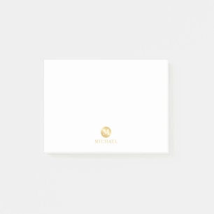 Post-it® Monogramme personnalisé de luxe blanc et or