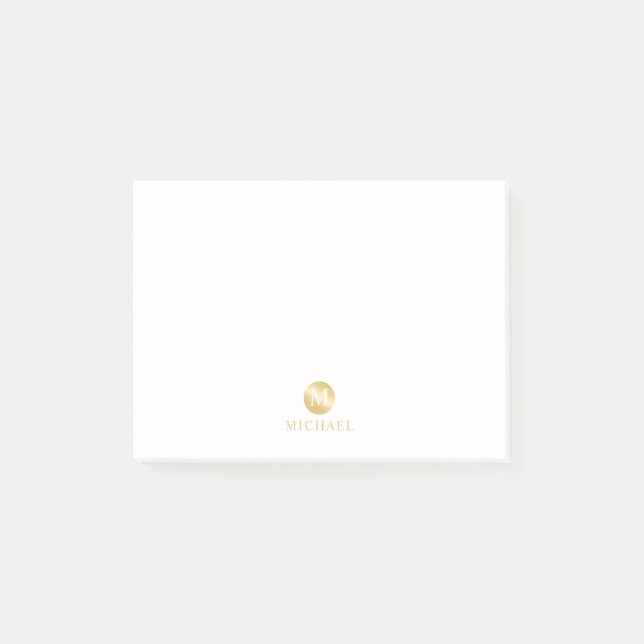 Post-it® Monogramme personnalisé de luxe blanc et or (Devant)
