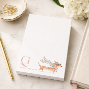 Post-it® Monogramme personnalisé de teckel fantaisiste