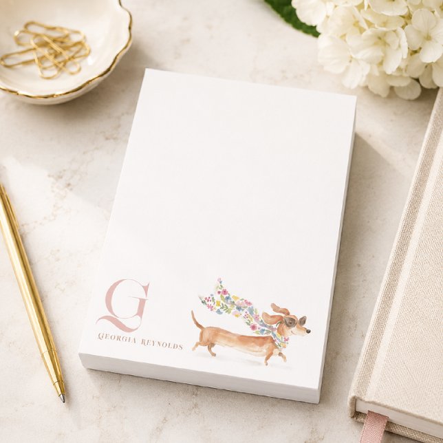 Post-it® Monogramme personnalisé de teckel fantaisiste (Créateur téléchargé)