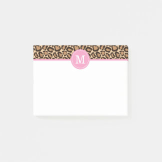 Post-it® Monogramme personnalisé Empreinte de léopard et ro