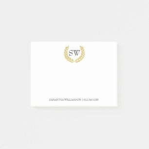 Post-it® Monogramme personnalisé en Gold Wreath Professiona