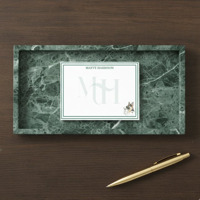 Post-it® Monogramme Personnalisé Main Tirée Allemande Paste (Gift custom stationery to the dog lover in your life! )