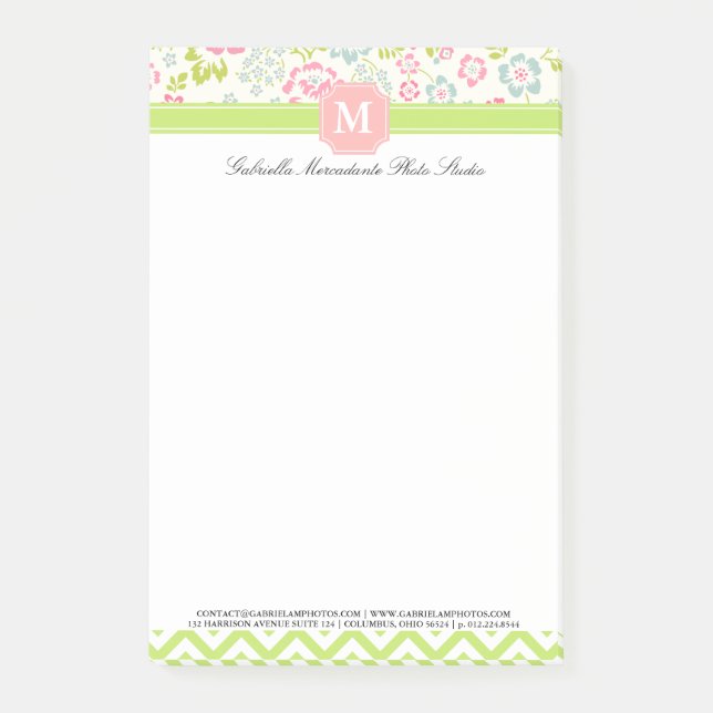 Post-it® Monogramme personnalisé par Chevron floral de (Devant)