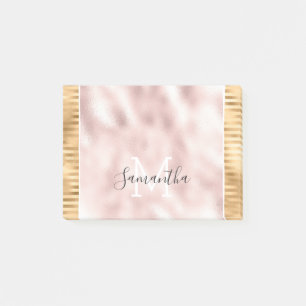 Post-it® Monogramme personnalisé Pink Gold Glam Stripes