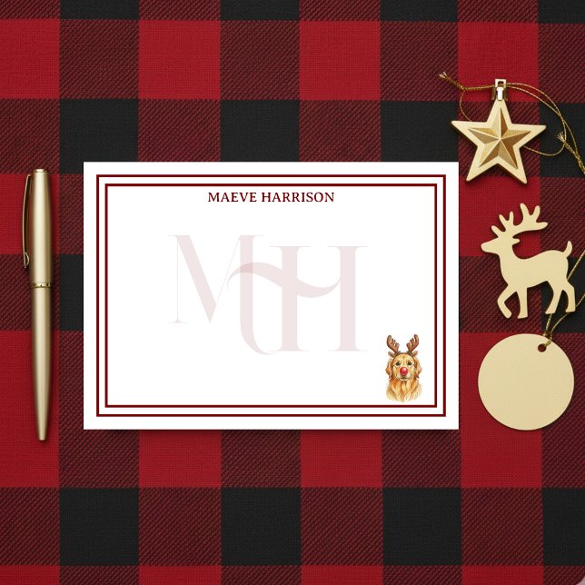 Post-it® Monogramme personnalisé Vacances Golden Retriever  (Gift custom holiday stationery to the dog lover in your life!)