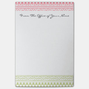 Post-it® Monogramme Pink Vert Aquarelle Tribal Imprimer Pat