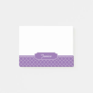 Post-it® Monogramme pourpre et blanc de Quatrefoil