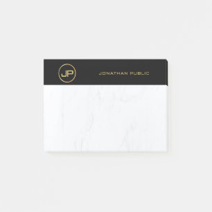 Post-it® Monogramme professionnel élégant Noir Marbre Or
