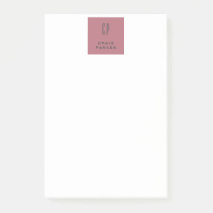 Post-it® Monogramme professionnel moderne Rose clair or bla