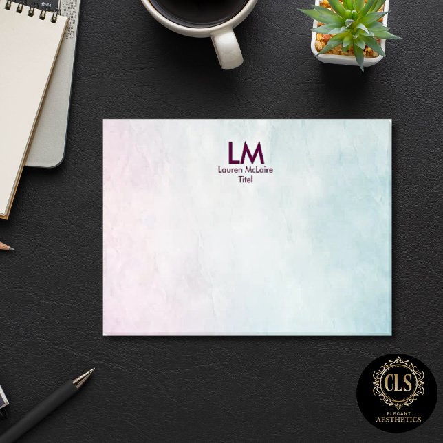 Post-it® Monogramme propre ombré rose sarcelle (Pink Teal Ombre Monogram Name Post-it Notes)