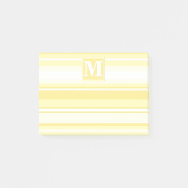 Post-it® Monogramme rayures jaunes citron (Devant)