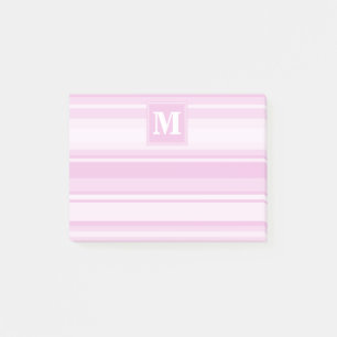 Post-it® Monogramme rayures rose bébé
