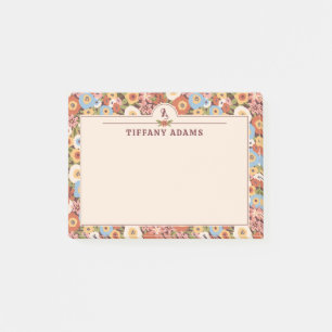 Post-it® Monogramme Rétro Fleurs Ditsy Abstraites