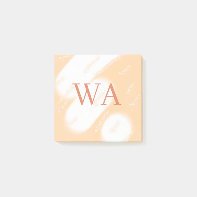 Post-it® Monogramme rétro gras blanc orange pêche pastel (Devant)
