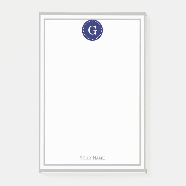 Post-it® Monogramme rond encadré gris marine 1I (Devant)