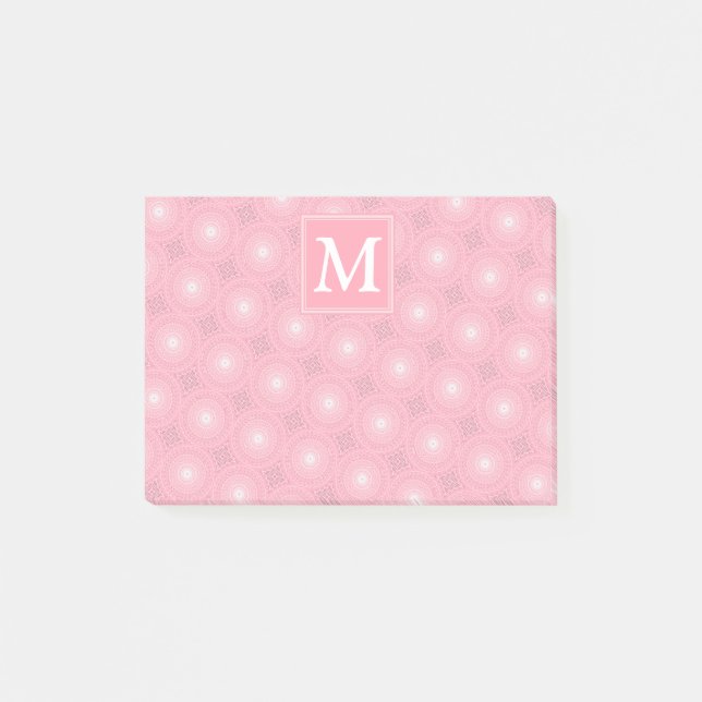 Post-it® Monogramme rose cercles motif (Devant)