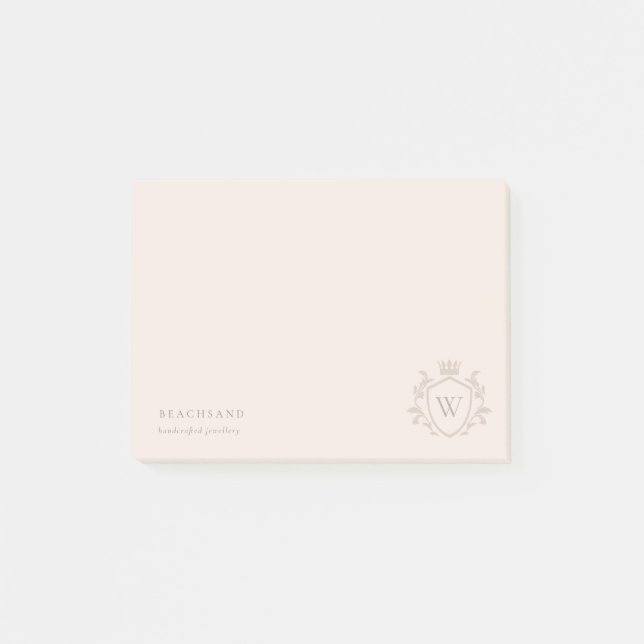 Post-it® Monogramme rose clair classique Cimier de couronne (Devant)