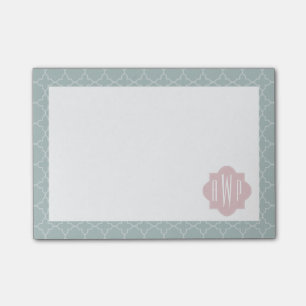Post-it® Monogramme rose et vert de Quatrefoil