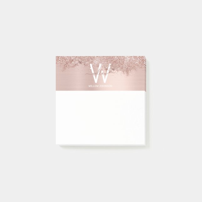 Post-it® Monogramme rose Gold Blush Rose Girl Parties scint (Devant)