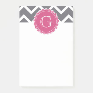 Post-it® Monogramme rose gris Chevron