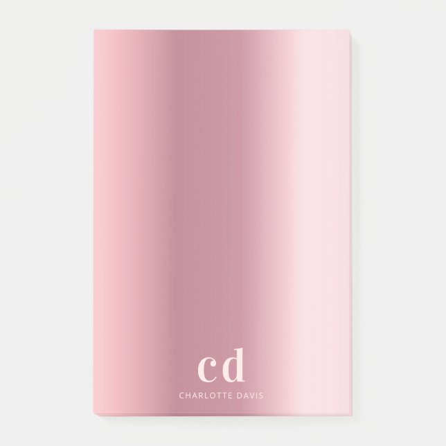 Post-it® monogramme rose pâle nom glamour (Devant)