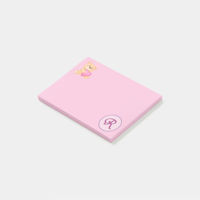 Post-it® Monogramme rose R (Incliné)