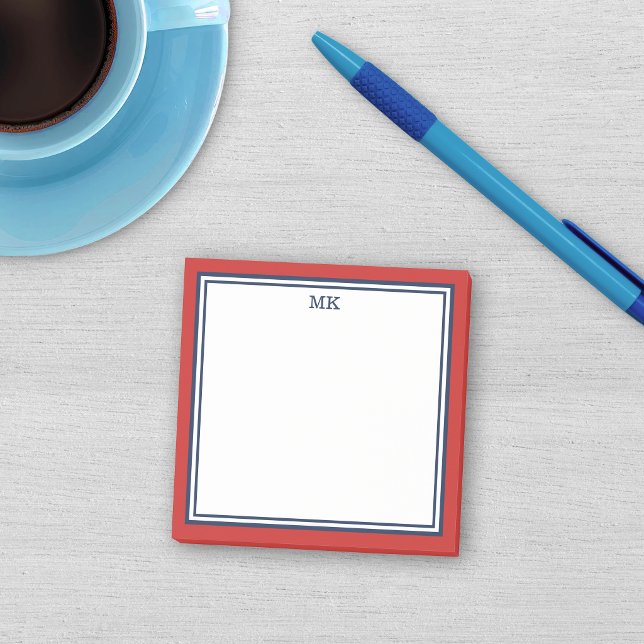 Post-it® Monogramme Rouge Bleu (Créateur téléchargé)