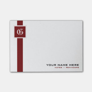 Post-it® Monogramme rouge et blanc professionnel de rayure