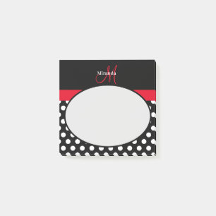 Post-it® Monogramme rouge noir blanc Polka point