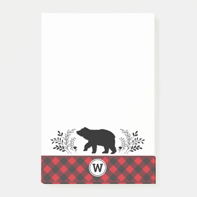 Post-it® Monogramme Russe Bear Buffalo Plaid (Devant)
