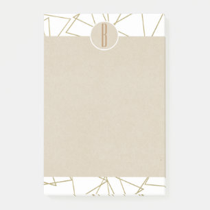 Post-it® Monogramme rustique Kraft moderne en or blanc