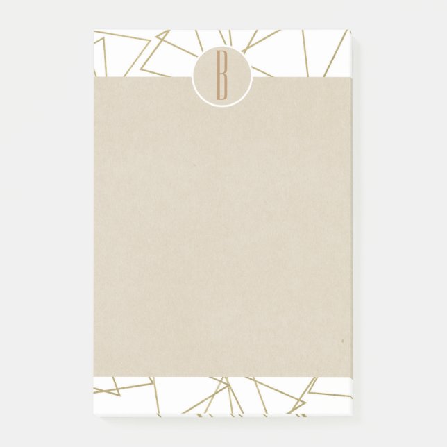 Post-it® Monogramme rustique Kraft moderne en or blanc (Devant)