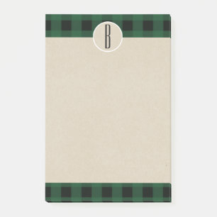 Post-it® Monogramme rustique Kraft noir vert initial