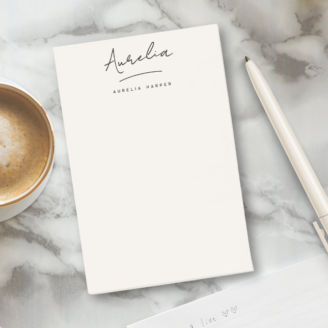 Post-it® Monogramme Signature Simple Moderne Ivoire Féminin (Créateur téléchargé)