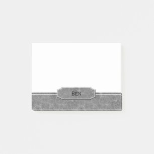Post-it® Monogramme simili cuir gris