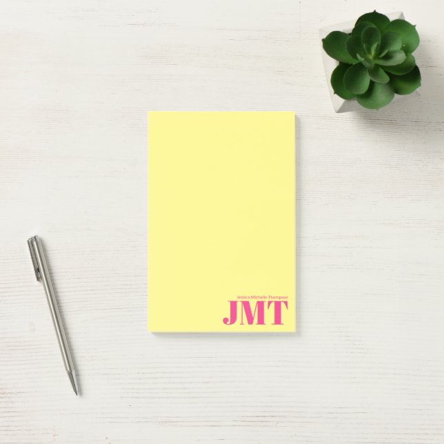 Post-it® Monogramme simple jaune clair et rose clair (Bureau)