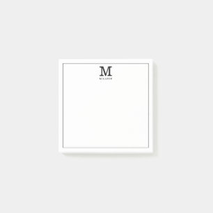 Post-it® Monogramme Simple Nom De Famille Noir Et Blanc