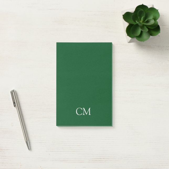 Post-it® monogramme simple vert foncé (Bureau)