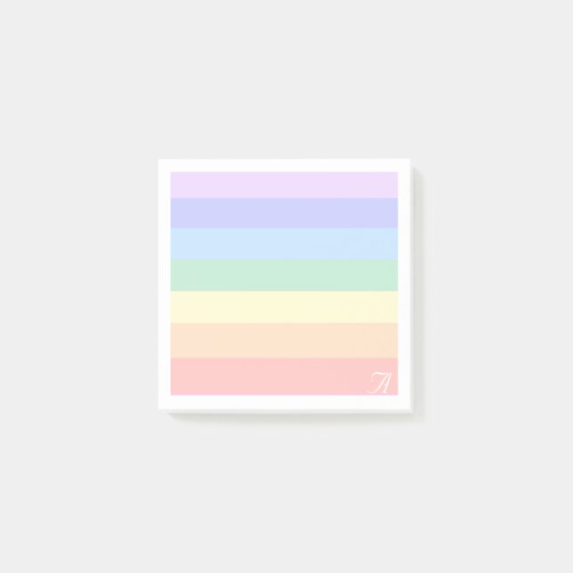 Post-it® Monogramme sur cadre pastel arc-en-ciel et blanc (Devant)