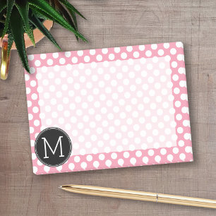 Post-it® Monogramme sur mesure Pastel Pink et Black Pois