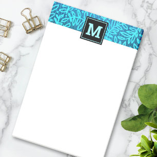 Post-it® Monogramme turquoise feuille motif botanique gras