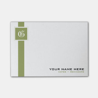 Post-it® Monogramme vert et blanc professionnel de rayure