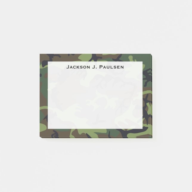 Post-it® Monogramme vert, marron, camouflage noir (Devant)