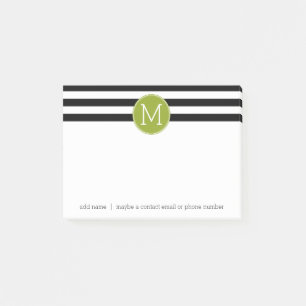 Post-it® Monogramme vert Motif rayé noir et blanc