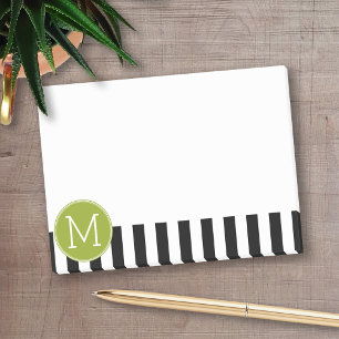 Post-it® Monogramme vert Motif rayé noir et blanc