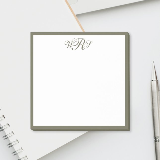 Post-it® Monogramme vert olive classique (Créateur téléchargé)
