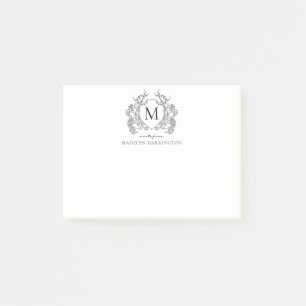 Post-it® Monogramme Vintage de crête noir blanc classique