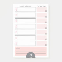 Monogramme Weekly Planner Peony Notes